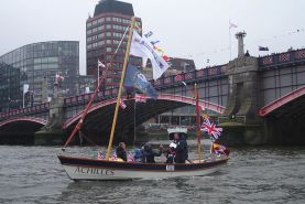Drascombe Gig Open Sailing Boat on River Thames
